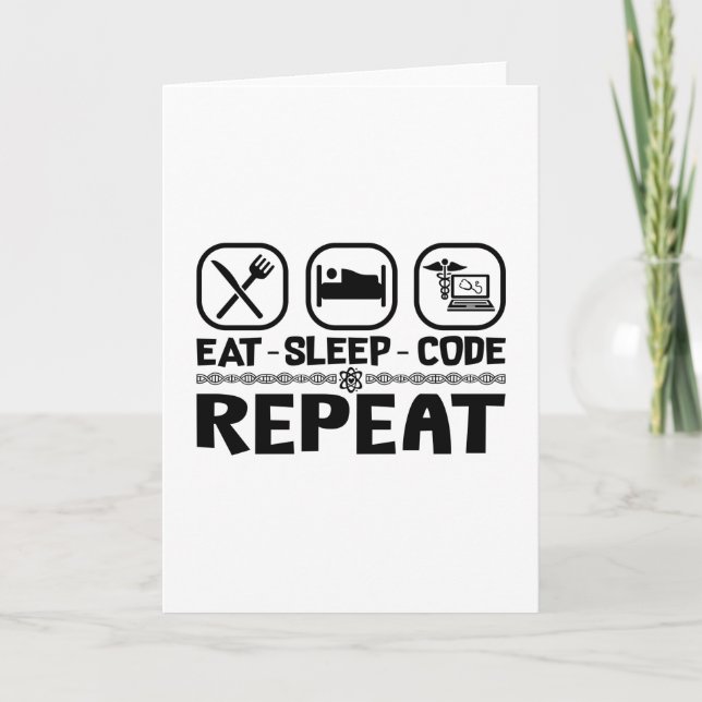 Carte Mangez le code de sommeil Répéter le code de codag (Devant)