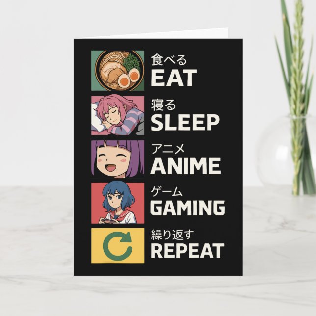 Carte Mangez Sleep Anime Jeu Répéter (Devant)