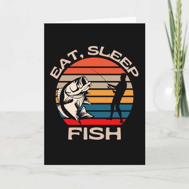 Carte Mangez Sleep Poisson Drôle Pêche (Devant)