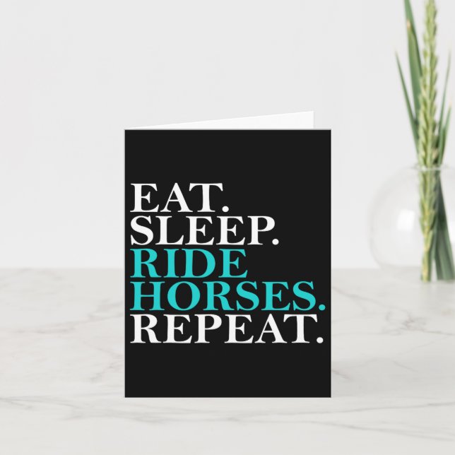 Carte Mangez Sleep Ride Chevaux Répéter Funny Horseback  (Devant)