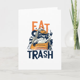 Carte Mangez Trash Funny Raccoon Junk Food Cadeau