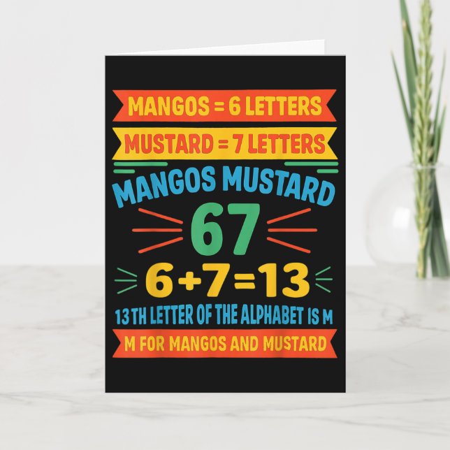 Carte Mango Moutarde 67 Tee Drôle Alphabet Code M Mème F (Devant)