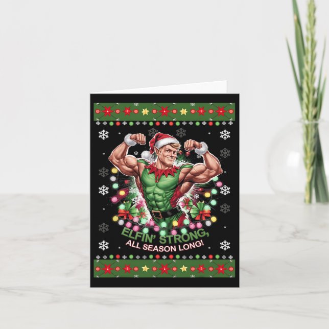 Carte Manifestation Elf de Noël Elfin' Strong Toute la s (Devant)