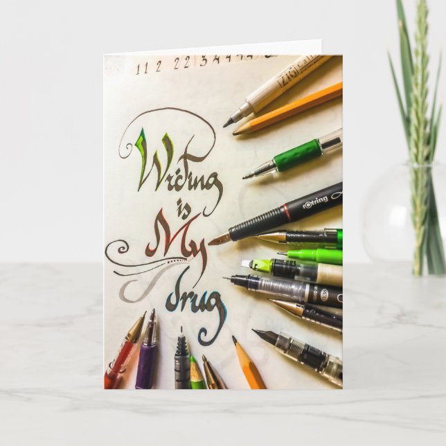 Carte Manifeste de l'écrivain fou stylos et crayons (Devant)