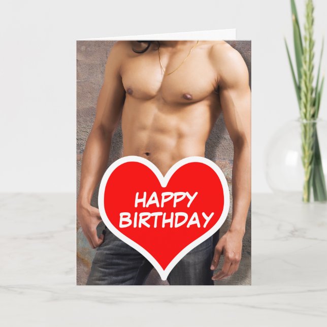 Carte Man's Bare Chest Happy Birthday (Devant)