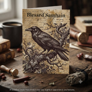 Carte Manuscrit Mystique de Corbeau Sepia Vintage Samhai