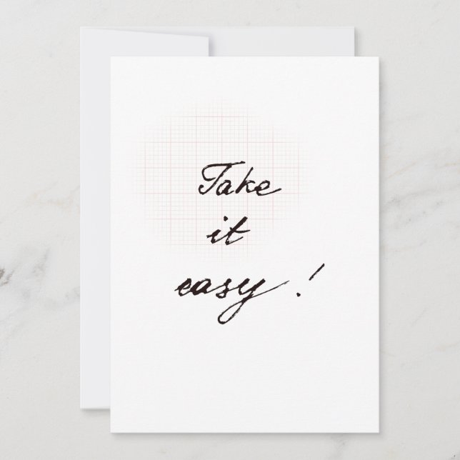 Carte manuscrite minimale Take it easy (Devant)