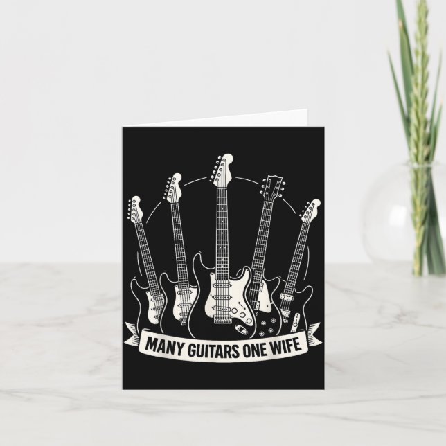 Carte Many Guitars One Wife Funny Musician Guitarist Hum (Devant)