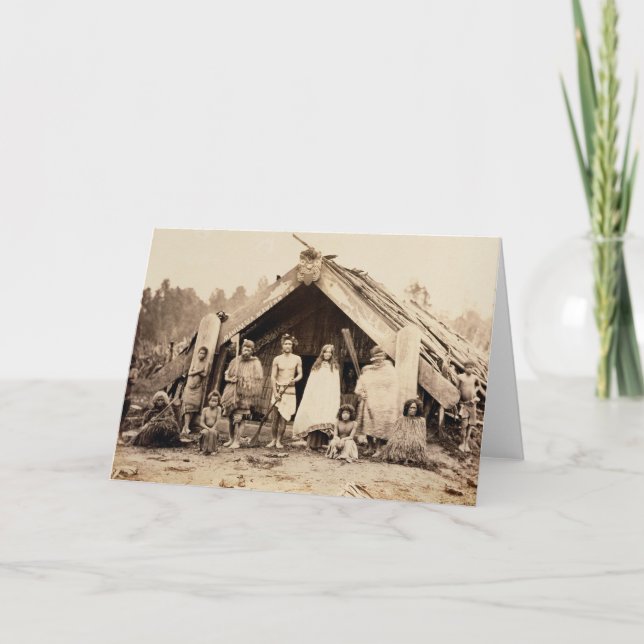 Carte Maori Family, Nouvelle-Zélande, vers 1880 (albumen (Devant)