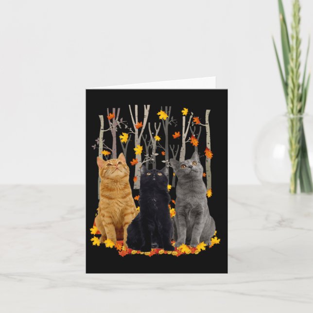 Carte Maple Cat Leaf Automne Bonjour Automne Fun Kitty (Devant)