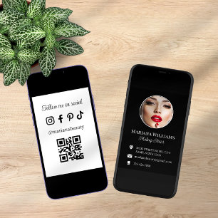 Carte maquillage artiste photo code qr digital business