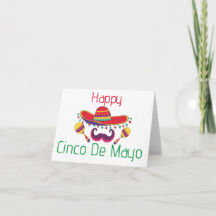 Carte Maracas simples et chapeau cinq mai salutation