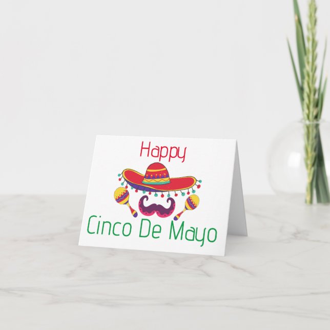 Carte Maracas simples et chapeau de salutation cinco de  (Devant)