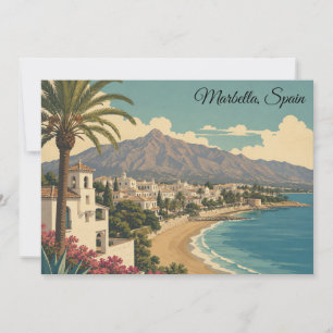 Carte Marbella Espagne Voyage Méditerranée Vintage Plage