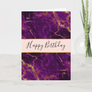 Carte Marbre Abstrait moderne violet et or Anniversaire