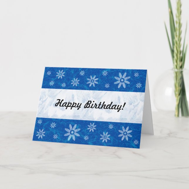 Carte Marbre bleu avec fleurs (Devant)