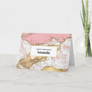 Carte Marbre rose or Rose de luxe Design Anniversaire