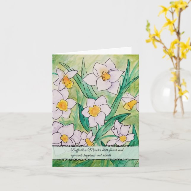 Carte March Birth Flower Card (Fleur jaune)