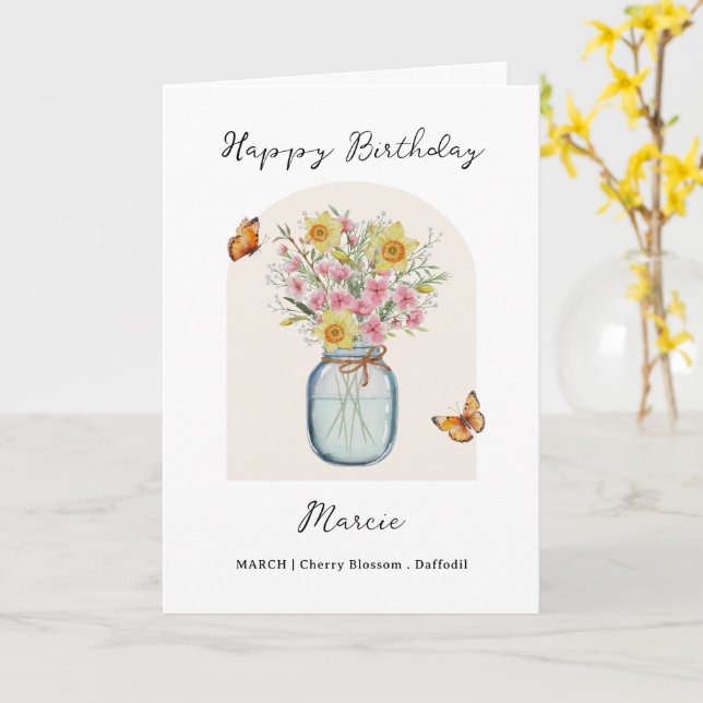 Carte March Birth Month Flower Birthday (Fleur jaune)