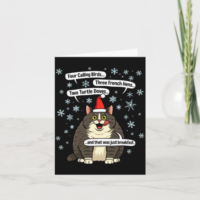 Carte Marchandise de chapeau de Noël de chat drôle de ch (Devant)