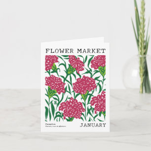 Carte Marché aux fleurs de naissance de l'oeillet Janvie