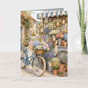 Carte Marché de fleurs Bloomcore avec bicyclette