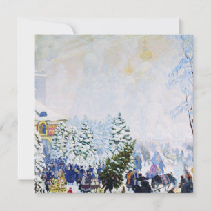 Carte Marché de Noël en Russie (Boris Koustodiev)