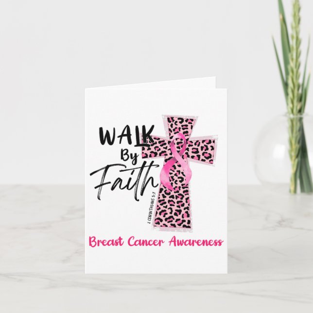 Carte Marche Par Foi Conscience du cancer du sein Christ (Devant)