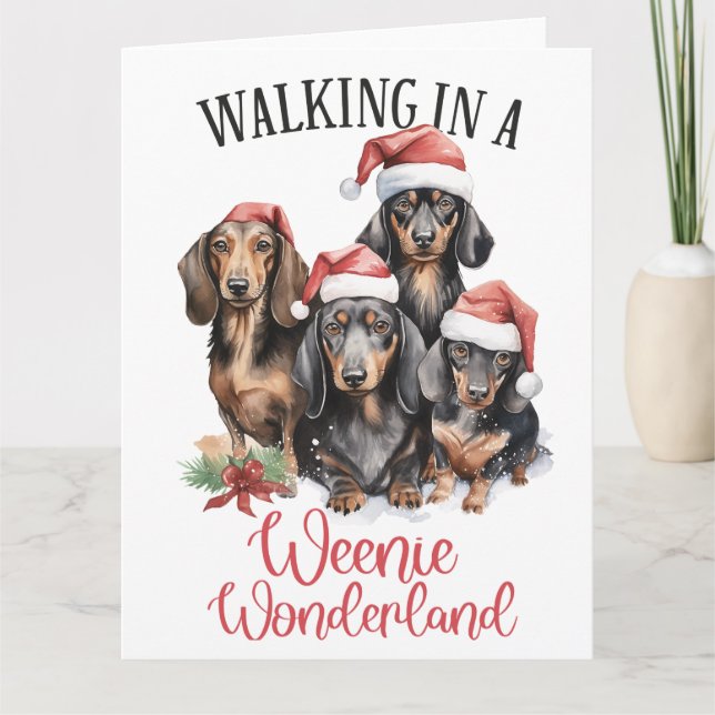 Carte Marcher Dans Une Weenie Wonderland Chien Noël (Devant)