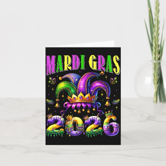 Carte Mardi Gras 2026 Jester Outfit Kids Girls Boys Men  (Devant)
