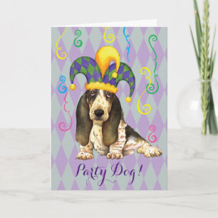 Carte Mardi Gras Basset Hound