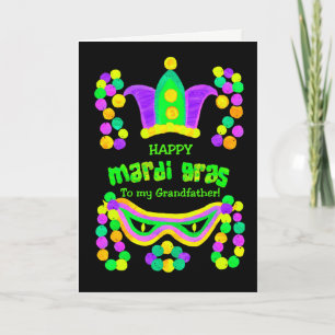 Carte Mardi Gras brillante pour grand-père sur noi
