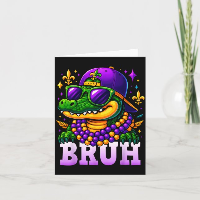 Carte Mardi Gras Bruh Mardigator Alligator Costume Teens (Devant)