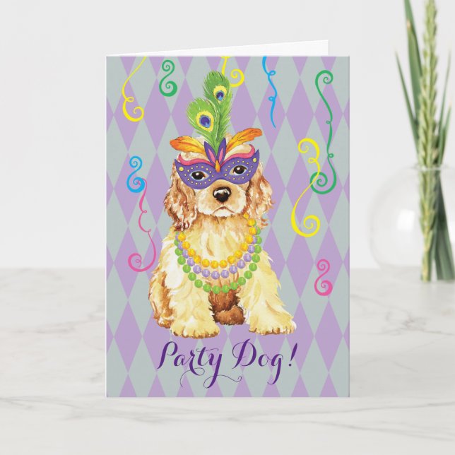 Carte Mardi Gras Cocker Spaniel (Devant)