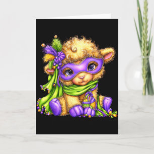 Carte Mardi Gras d'agneau Masque Nola Perles Mignon Garç