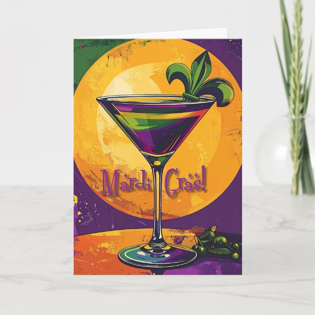 Carte Mardi Gras du milieu du siècle Cocktail Fleur De L (Devant)