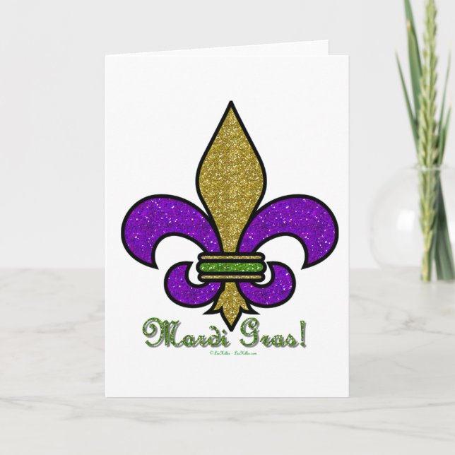 Carte Mardi Gras Fleur De Lis Coloré (Devant)