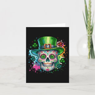 Carte Mardi Gras Jour de la Saint Patrick Shamrock Crâne