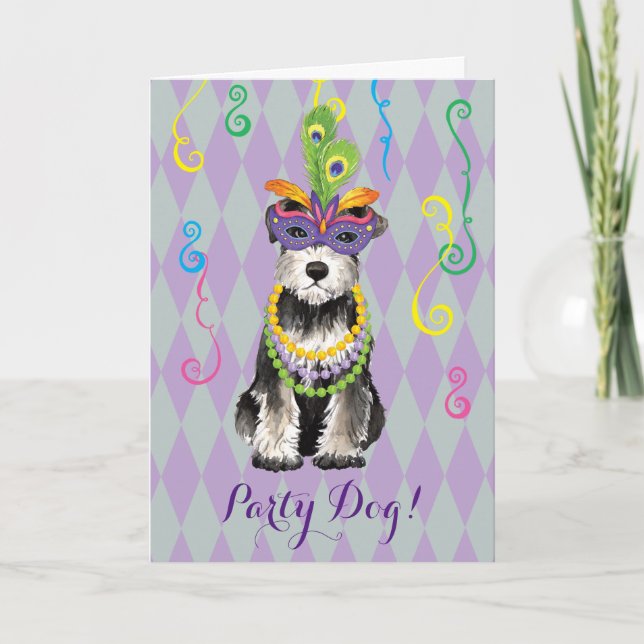 Carte Mardi Gras Mini Schnauzer (Devant)