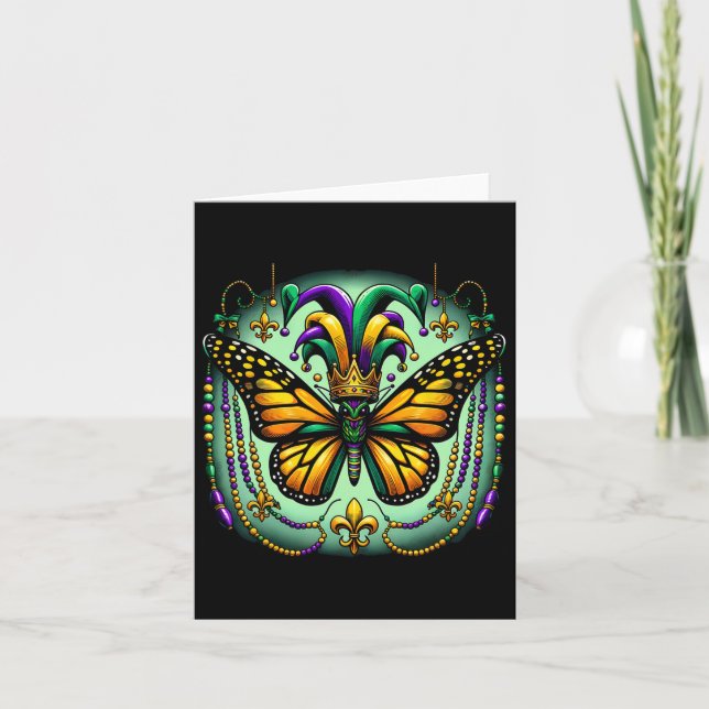 Carte Mardi Gras Papillon Monarque Bouffon  (Devant)