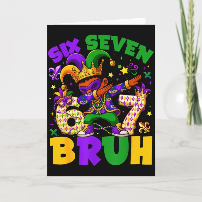 Carte Mardi Gras Six Seven 67 Bruh Mème Leprechaun Dabbi (Devant)