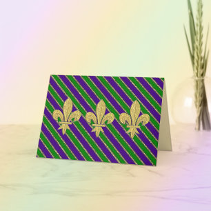 Carte Mardi Gras Stripes & Fleur de Lys