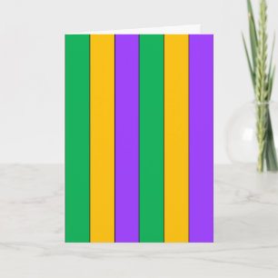 Carte Mardi Gras Stripes Motif violet vert jaune