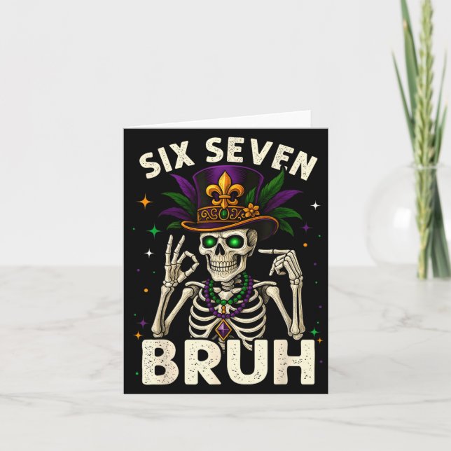 Carte Mardi Gras Sugar Skull Skeleton Six Seven Bruh Mem (Devant)