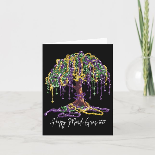 Carte Mardi Gras Tree Beads Nouvelle-Orléans 2025 Aquare (Devant)