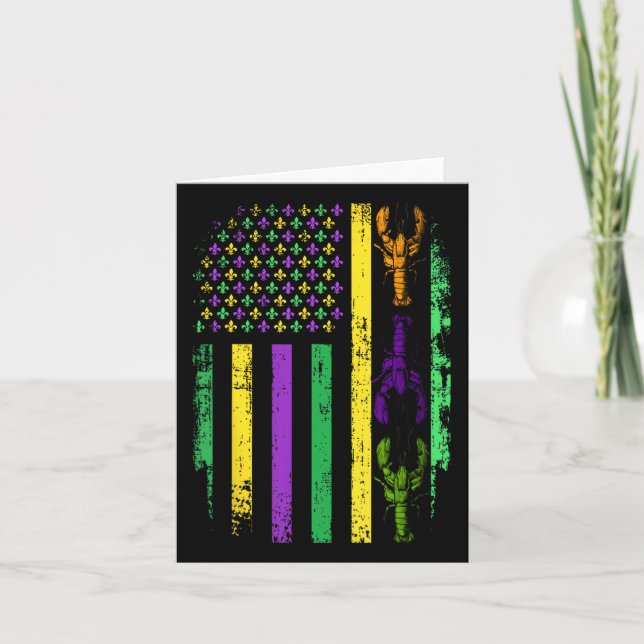 Carte Mardi Gras Us Drapeau Américain À La Nouvelle Orle (Devant)