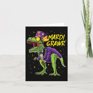 Carte Mardi Grawr T-rex Dinosaur Dino Mardi Gras Enfants