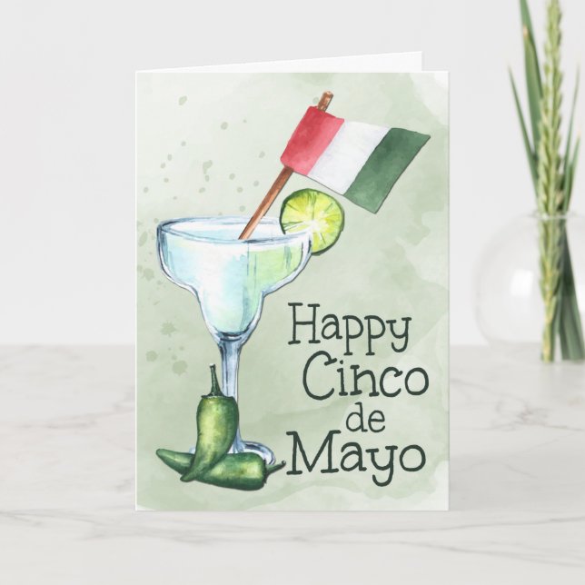 Carte Margarita avec drapeau mexicain pour Cinco de Mayo (Devant)