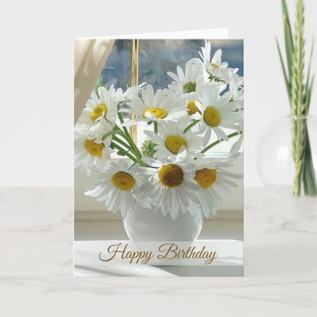 Carte Marguerite blanche, joyeux anniversaire de (Devant)
