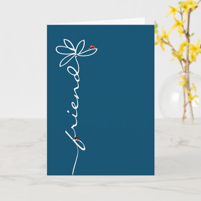 Carte marguerite d'anniversaire de l'ami et coccinelles (Fleur jaune)